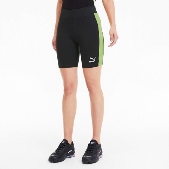 Puma Classics Biker Shorts 7" White Stripe Black High Rise Waisted Size  XS - Picture 3 of 11
